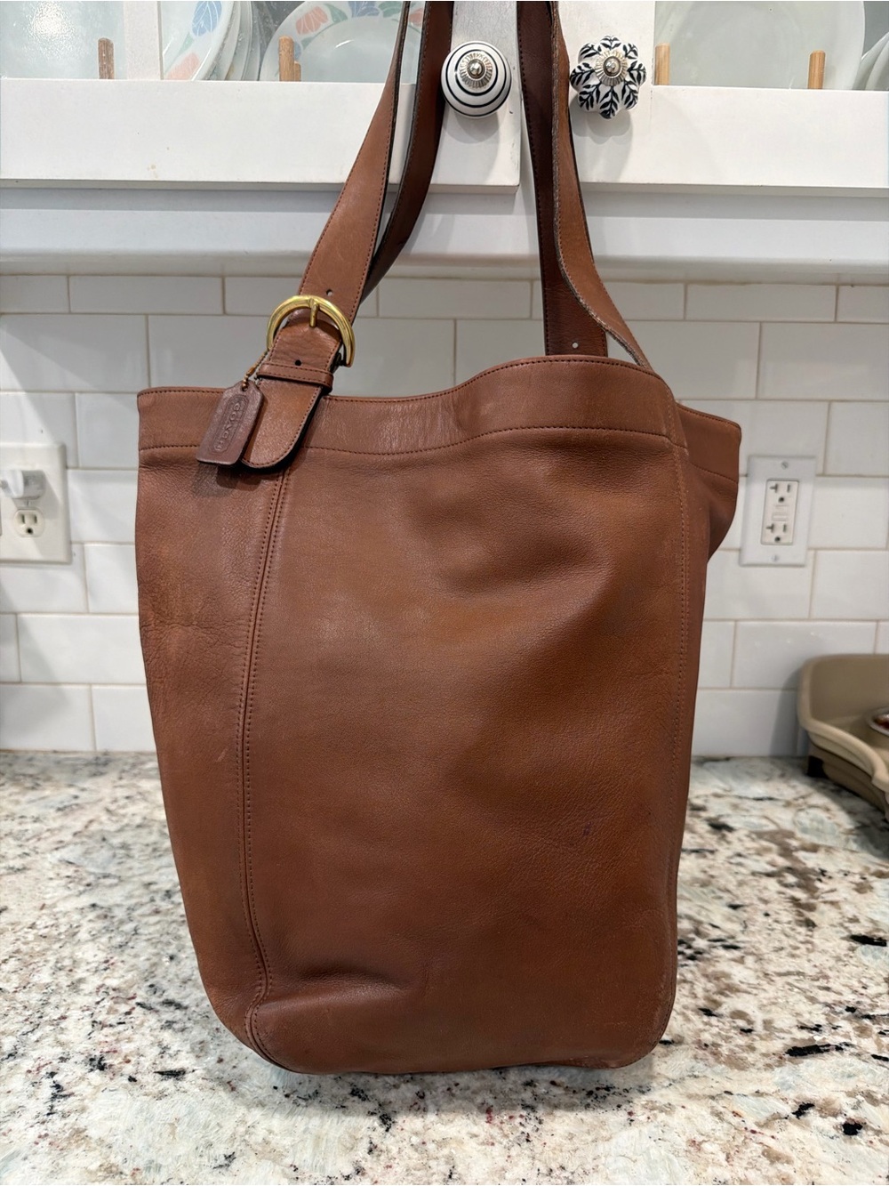 Coach Brown bucket large vintage Leather Tote bag - Picture 3 of 11